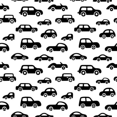 Behang Doodle auto's achtergrond. Naadloze babyjongen patroon in vector.
