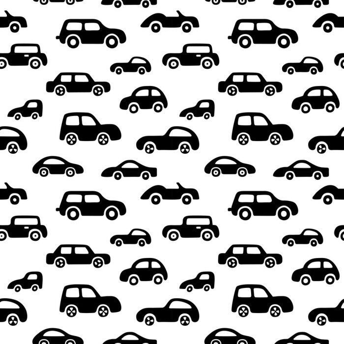 Behang Doodle auto's achtergrond. Naadloze babyjongen patroon in vector.