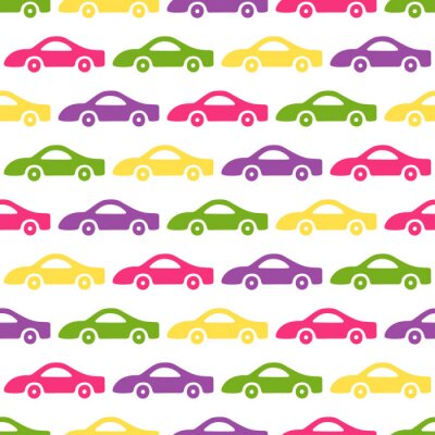 Behang Doodle auto's achtergrond. Naadloze babyjongen patroon in vector. Textuur voor behang, vullingen, webpagina-achtergrond.