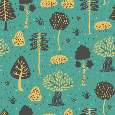 Behang Doodle stijl bos