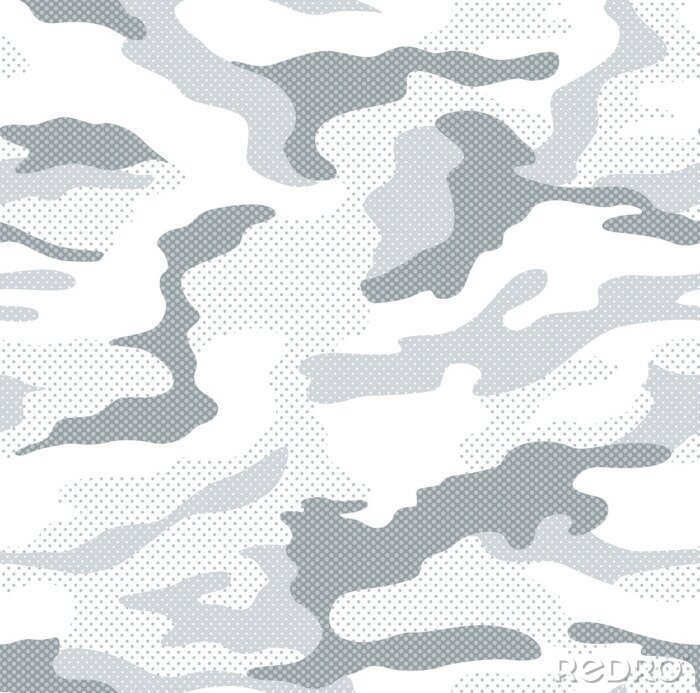 Behang Dot pattern camouflage seamless background in white