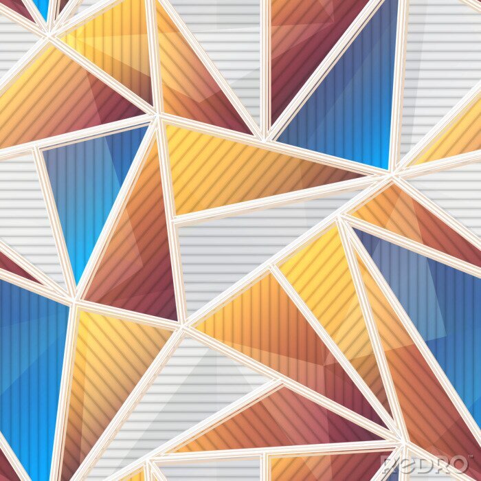 Behang Driedimensionaal geometrisch motief met driehoeken