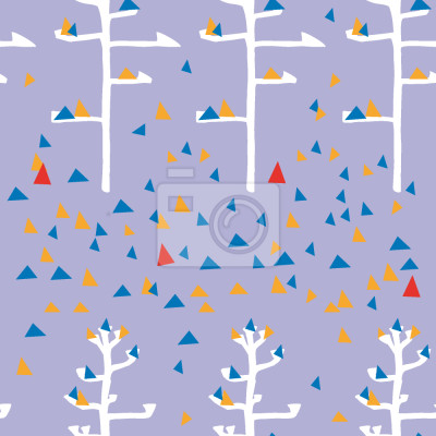 Behang Driehoekige bladeren aan bomen