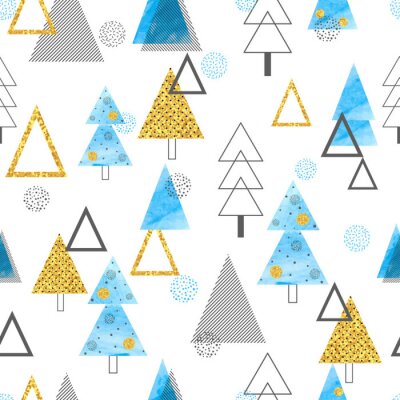 Behang Driehoekige bomen in verschillende kleuren