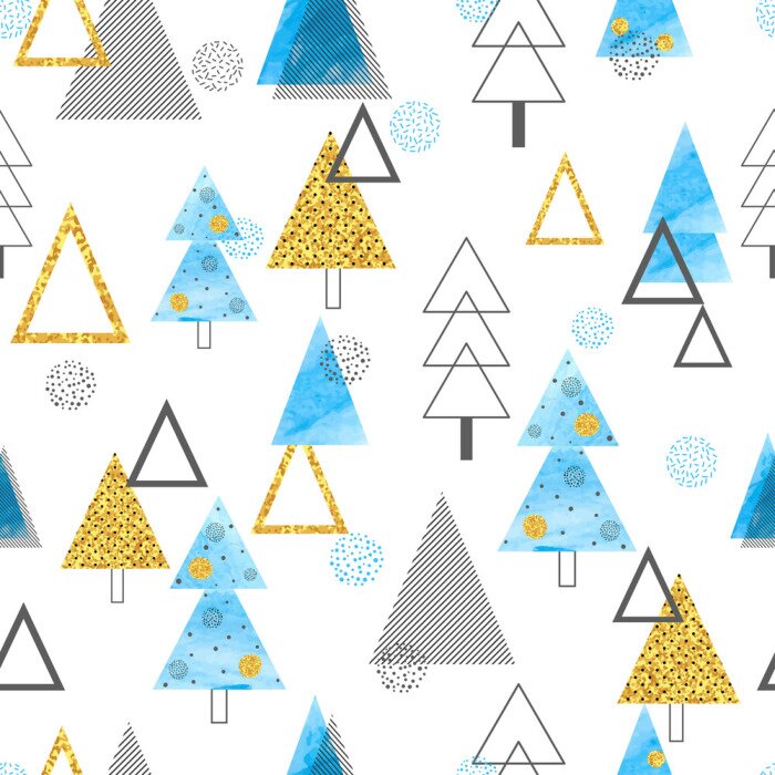 Behang Driehoekige bomen in verschillende kleuren