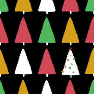 Behang Driehoekige bomen op een zwarte achtergrond
