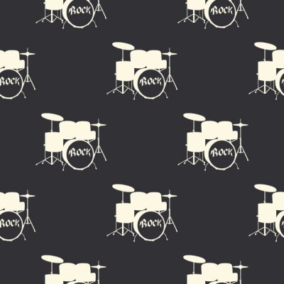 Behang Drums pattern, music illustration