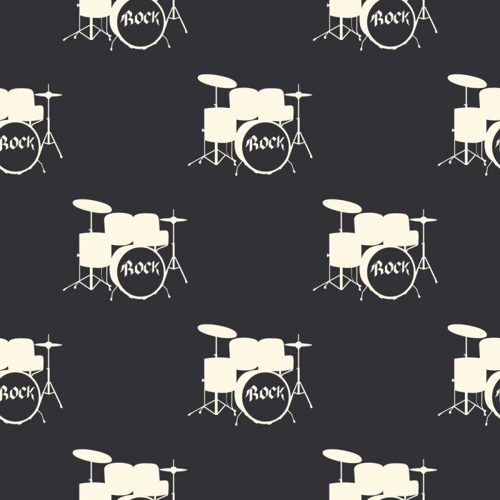 Behang Drums pattern, music illustration