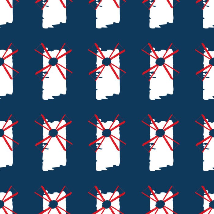 Behang Dutch classic blue mills repeat pattern print background design