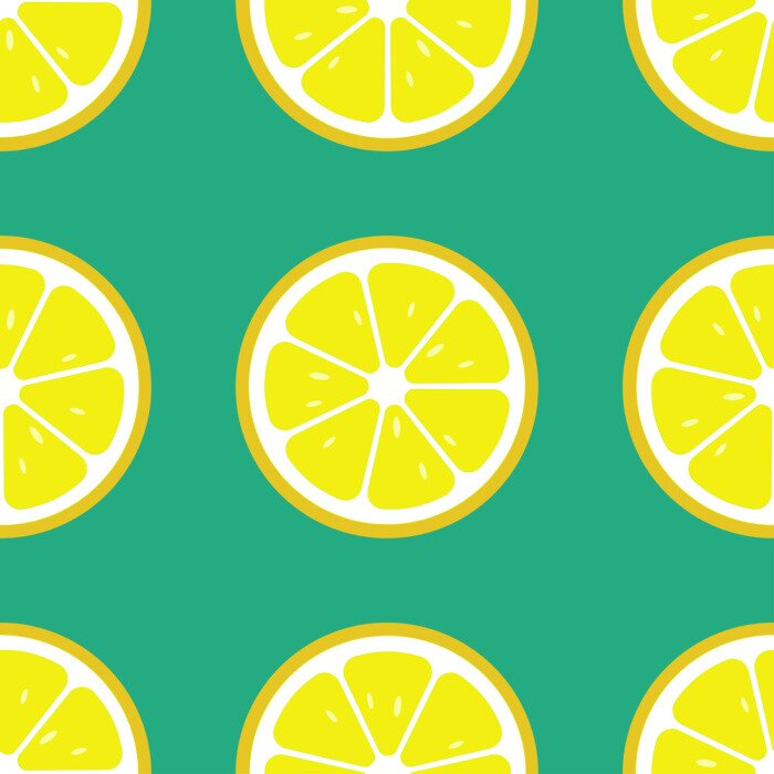 Behang Dwarsdoorsnede van citroenen op een groene achtergrond