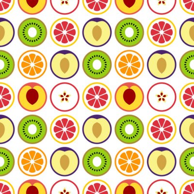 Behang Dwarsdoorsnede van fruit op een witte achtergrond