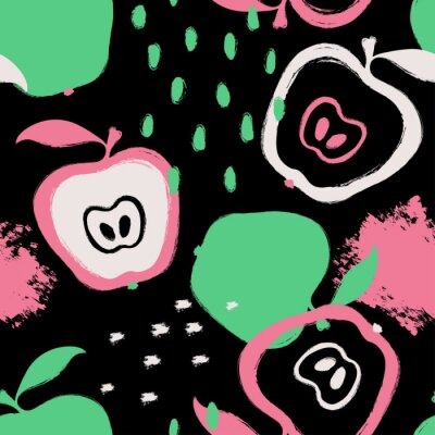 Behang Dwarsdoorsneden van appels in een abstracte stijl