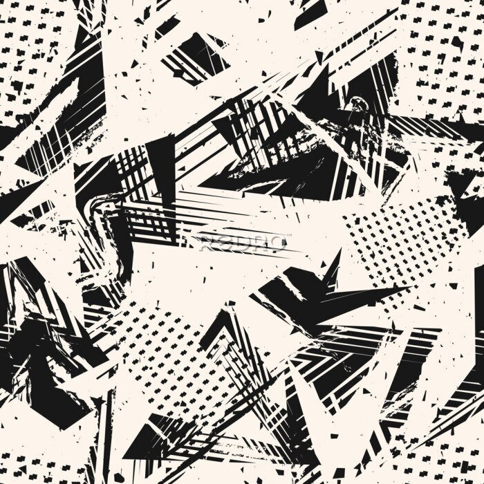 Behang Dynamisch patroon in zwart en wit
