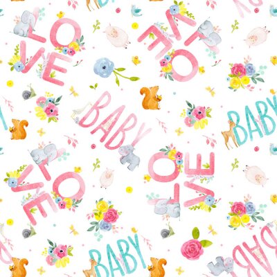 Behang Eekhoorns en inscripties