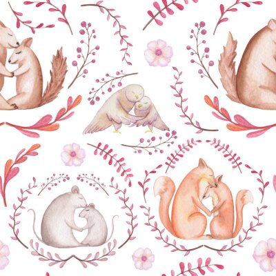 Behang Eekhoorns vossen muizen en uilen