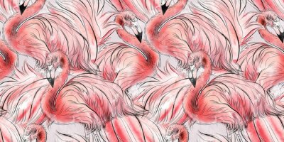 Behang Een cluster van flamingo's