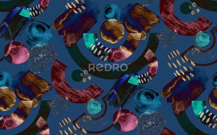 Behang Een collage van kleurrijke geometrie