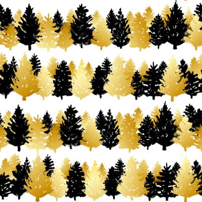 Behang Een dik bos van zwart en goud