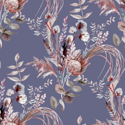 Een gedroogd boeket bloemen en grassen