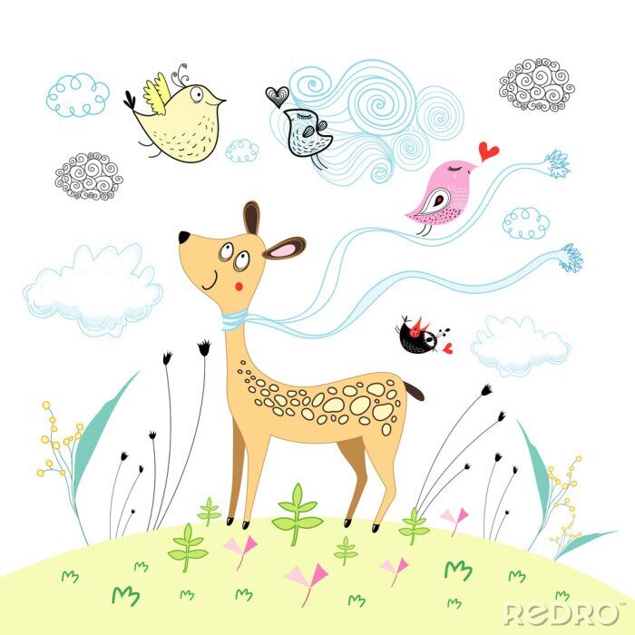 Behang Een hert in een sjaal