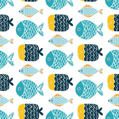 Behang Een school kleurrijke vissen
