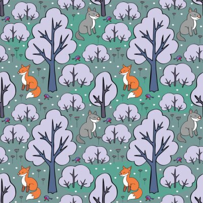 Behang Een sprookjesbos met dieren voor kinderen