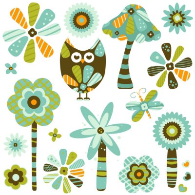 Een verzameling blauwgroene afbeeldingen geïnspireerd op de natuur