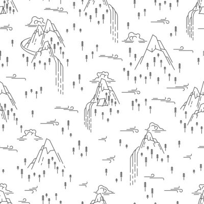 Behang Een waterval tussen de bergen