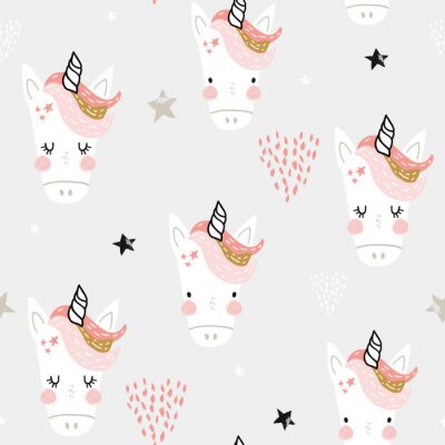 Behang Eenhoorns in Scandinavische stijl