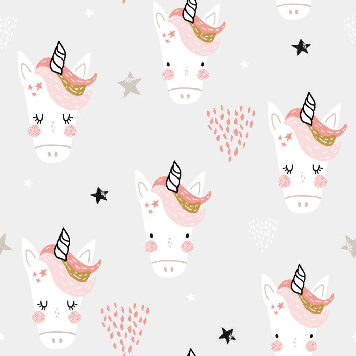 Behang Eenhoorns in Scandinavische stijl
