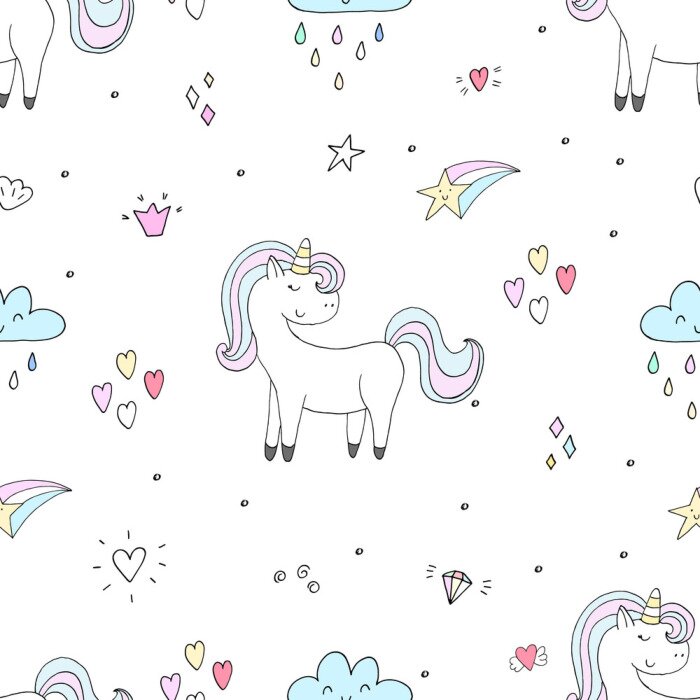 Behang Eenhoornsterren en harten