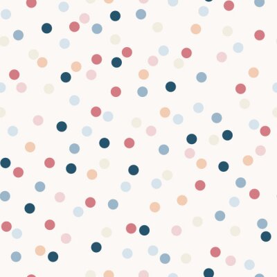 Behang Eenvoudig bescheiden gekleurd dalend confettien vectorpatroon, naadloze herhaling. Trendy vintage look. Voor ontwerpen met feest- en vakantiethema's, achtergronden, kaarten, textiel, verpakkingsmateri