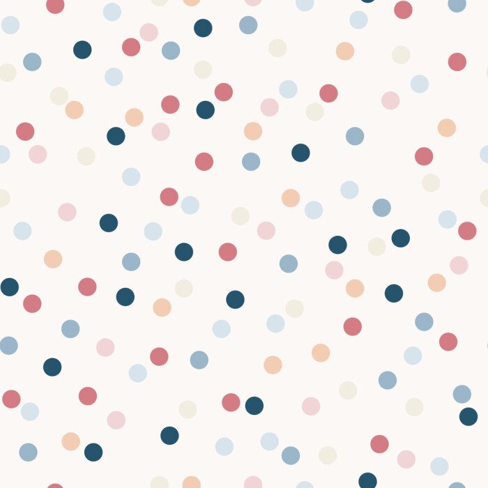 Behang Eenvoudig bescheiden gekleurd dalend confettien vectorpatroon, naadloze herhaling. Trendy vintage look. Voor ontwerpen met feest- en vakantiethema's, achtergronden, kaarten, textiel, verpakkingsmateri