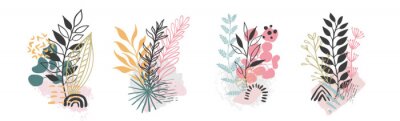 Eenvoudige afbeeldingen met kleurrijke planten