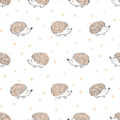 Behang Egels en stippen op een witte achtergrond