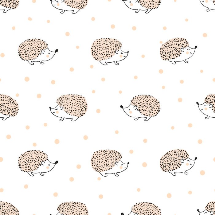Behang Egels en stippen op een witte achtergrond