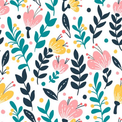 Behang Elegant naadloos patroon met roze bloemen