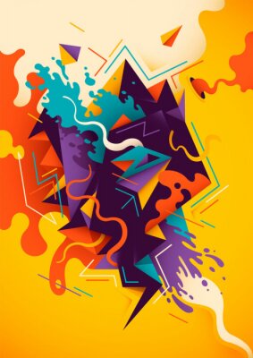 Energieke graffiti met een abstracte compositie