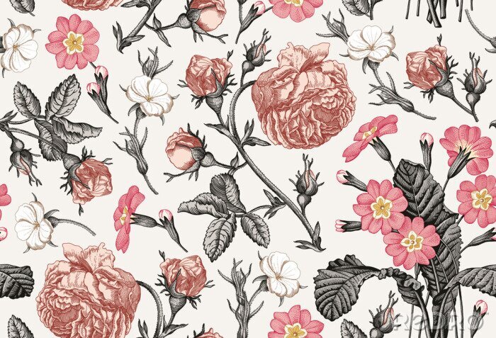 Behang Engelse rozen in roze afbeelding