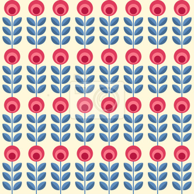 Behang Enkele rozen in een minimalistische folkstijl