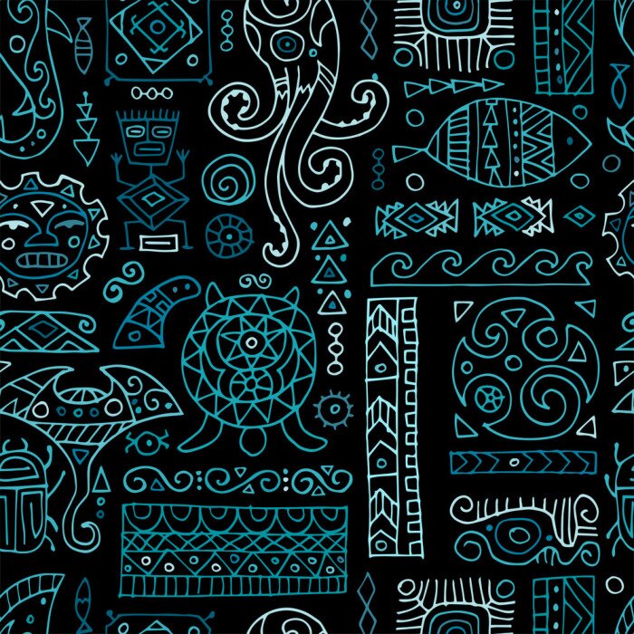 Behang Ethnic handmade ornament for your design. Polynesian style, seamless pattern
