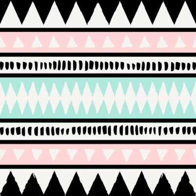 Behang Etnisch patroon met strepen en geometrische vormen