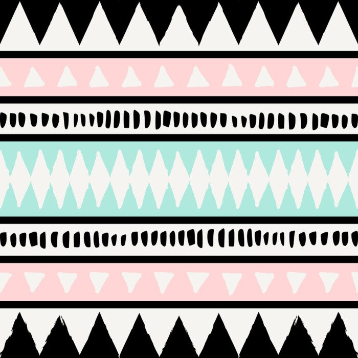 Behang Etnisch patroon met strepen en geometrische vormen