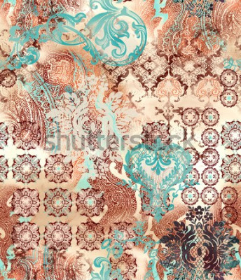 Behang Etnische geometrische motieven op een abstracte achtergrond