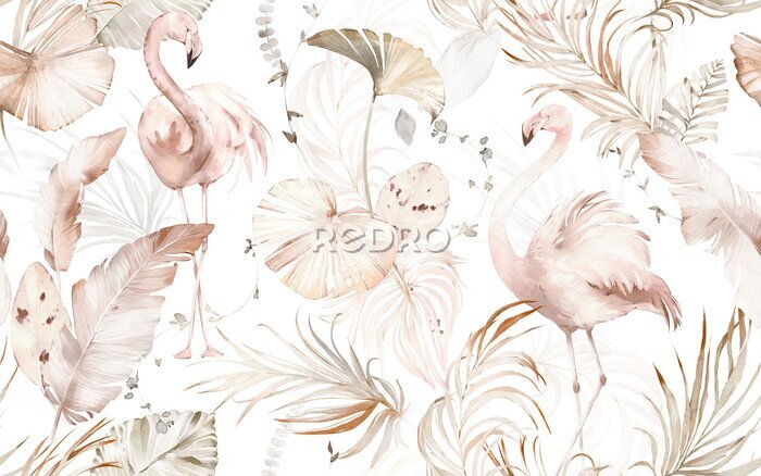 Behang Exoten en flamingo's
