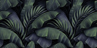 Exotisch tropisch patroon met bananen- en palmbladeren