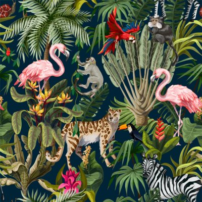 Behang Exotische dieren in de jungle