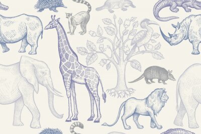 Behang Exotische dieren tropisch patroon