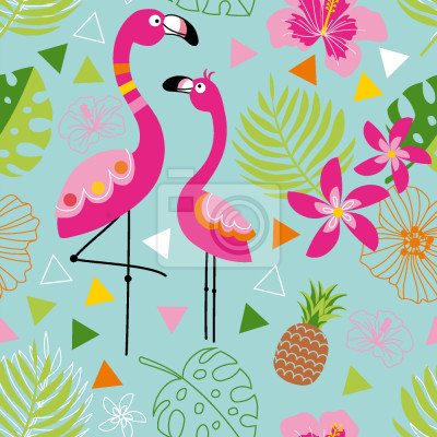 Behang Exotische Flamingo Paradise