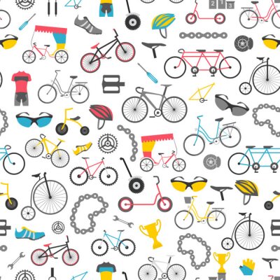 Behang Fiets naadloos patroon. Kleur plat design. vectorillustratio